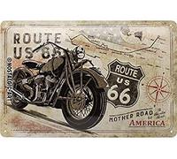 Nostalgic-Art Targa Vintage Route 66 - Bike Map - Idea regalo per amanti della Route 66, in metallo, Design retro per decorazione, 20 x 30 cm