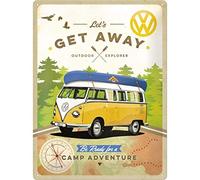 Nostalgic-Art Targa Vintage Volkswagen - Bulli T1 - Let's Get Away - Idea Regalo per i Bus VW, Metallo, Design Retro per Decorazione, 30 x 40 cm