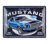 Nostalgic-Art Targhe Ford Mustang Blue - Idea Regalo per Accessori per Auto, in Metallo, Design Vintage, 30 x 40 cm