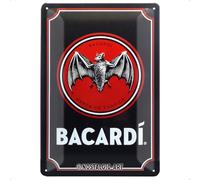 Nostalgic-Art Targhe Vintage, Bacardi - Logo Black - Idea regalo per gli amanti del rum, in metallo, Design retro per decorazione, 20 x 30 cm