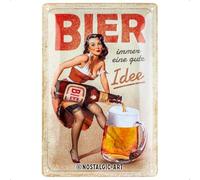 Nostalgic-Art Targhe Vintage, Bier - Immer eine gute Idee - Idea regalo per amanti della birra, in metallo, Design retrò per decorazione, 20 x 30 cm, 22363