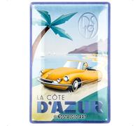 Nostalgic-Art Targhe Vintage, DS - La Cote D'Azur DS19 - Idea regalo per accessori per auto, in metallo, Design retrò per decorazione, 20 x 30 cm
