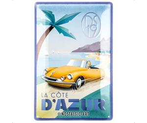 Nostalgic-Art Targhe Vintage, DS - La Cote D'Azur DS19 - Idea regalo per accessori per auto, in metallo, Design retrò per decorazione, 20 x 30 cm
