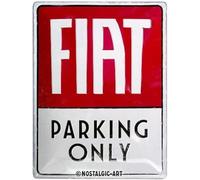 Nostalgic-Art Targhe Vintage Fiat - Parking Only - Idea Regalo per Amanti di Auto, in Metallo, Design Retro per Decorazione, 30 x 40 cm
