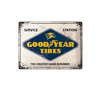 Nostalgic-Art Targhe Vintage Goodyear - Logo White - Idea Regalo per Amanti di Auto e Moto, in Metallo, Design Retro per Decorazione, 30 x 40 cm