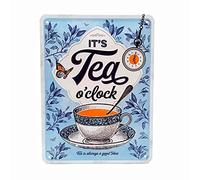 Nostalgic-Art Targhe Vintage It's Tea O'Clock - Idea Regalo per la Cucina, in Metallo, Design Retro per Decorazione, 15 x 20 cm