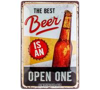 Nostalgic-Art Targhe Vintage, The Best Beer is an Open One - Idea regalo per amanti della birra, in metallo, Design retrò per decorazione, 20 x 30 cm