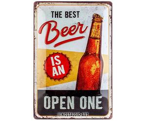 Nostalgic-Art Targhe Vintage, The Best Beer is an Open One - Idea regalo per amanti della birra, in metallo, Design retrò per decorazione, 20 x 30 cm