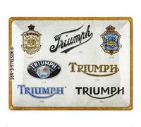 Nostalgic-Art Targhe Vintage Triumph - Logo Evolution - Idea Regalo per Accessori per Moto, in Metallo, Design retrò per Decorazione, 30 x 40 cm
