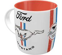 Nostalgic-Art Tazza da caffè retrò, Ford Mustang - Horse & Stripes Logo - Idea regalo per accessori per auto, in ceramica, Design vintage, 330 ml