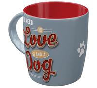 Nostalgic-Art Tazza da caffè retrò, PfotenSchild - Love Dog - Idea Regalo per Proprietari di Cani, Design Vintage, 330 ml, in Ceramica