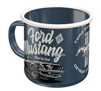 Nostalgic-Art Tazza smaltata retrò, Ford Mustang - The Boss - Idea regalo per accessori per auto, Coppa da campeggio, Design vintage, 360 ml