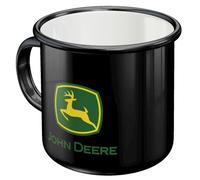 Nostalgic-Art Tazza smaltata retrò, 360 ml, John Deere - Logo Black | original John Deere license product (OLP), tazza da campeggio, design vintage, Idea regalo per fan di trattori
