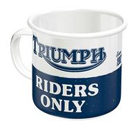 Nostalgic-Art Tazza smaltata retrò, 360 ml, Triumph - Riders Only | original Triumph license product (OLP), tazza da campeggio, design vintage, Idea regalo per motociclisti