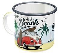 Nostalgic-Art Tazza smaltata retrò, Bulli T1 - Beach - Idea regalo per i bus VW, Coppa da campeggio, Design vintage, 360 ml