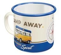 Nostalgic-Art Tazza smaltata retrò, Bulli T1 - Let's Camp Away - Idea regalo per i bus VW, Coppa da campeggio, Design vintage, 360 ml