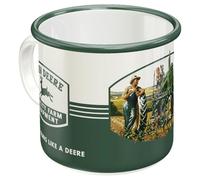 Nostalgic-Art Tazza smaltata retrò, John Deere - Quality Farm - Idea regalo per amanti dei trattori, Coppa da campeggio, Design vintage, 360 ml