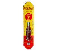 Nostalgic-Art Termometro retrò, 7 x 28 cm, Cola - In Bottles Yellow | original Coca-Cola license product (OLP), in metallo, design vintage, Idea regalo per fan di Coca-Cola