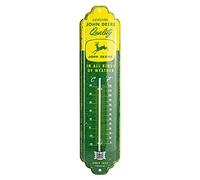 Nostalgic-Art Termometro retrò, 7 x 28 cm, John Deere - Weather | original John Deere license product (OLP), in metallo, design vintage, Idea regalo per fan di trattori