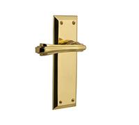 Nostalgic Warehouse 766128 New York Plate Right-Handed Fleur Lever Single Dummy, Surface Mounted: No Backset, Unlacquered Brass