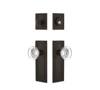 Nostalgic Warehouse Mission Entry Set con pomello rotondo in cristallo trasparente in bronzo lucidato a olio, 2 3/4 pollici, ingresso universale