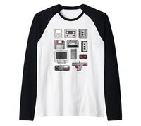 Nostalgico 80s 90s Videoconsole di gioco Retro Gamer Maglia con Maniche Raglan