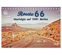 Nostalgie auf 2451 Meilen - Route 66 (Tischkalender 2026 DIN A5 quer), CALVENDO Monatskalender: Route 66, endlos lange Straße von Chicago (Illinois) nach Santa Monica (Kalifornien).