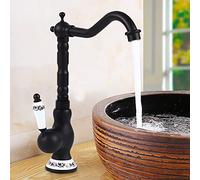 Nostalgie Retrò Rubinetto miscelatore monocomando per lavello alto, in ottone anticato, per cucina, bagno, casa di campagna, colore nero opaco G3/8