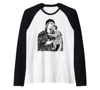 Nostra Beata Madre Maria e Bambino Mater Amabilis Cattolica Maglia con Maniche Raglan
