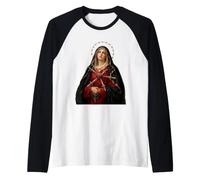 Nostra Signora Addolorata Icona Religiosa Art Design Maglia con Maniche Raglan
