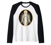 Nostra Signora della Grazia Vergine Cattolica Maria Arte devozionale Maglia con Maniche Raglan