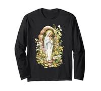 Nostra Signora di Lourdes Immacolata Beata Madre Maria Cattolica Maglia a Manica