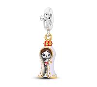 Nostra Signora di Lourdes Novena Preghiera Spirito Santo Gesù Fede Dio Ciondolo in argento Sterling 925 compatibile con braccialetti Pandora