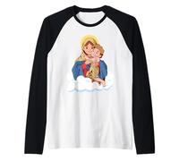 Nostra Signora Schoenstatt Madre Tre Mirabile Carino Cattolico Maglia con Maniche Raglan