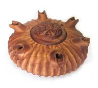 Nostre Montagne Prodotti Tipici Valle d'Aosta Grolla dell'amicizia valdostana a 6 becchi diam. 21cm ca in legno di mogano con ricetta per preparare il caffè alla valdostana