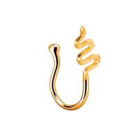 Nostril Piercing Finto1 Pezzi 14G Rame Falso Naso Setto Labbra Orecchino Cerchio Serpente, Stile 18-Oro Rosa, 1.6mm