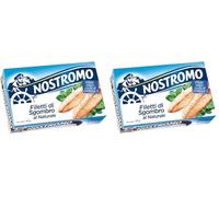 Nostromo Filetti di Sgombro al Naturale 120g - Lattina Singola, Ricchi di Omega 3, Senza Conservanti - Pesce in Scatola Intero e Salutare (Confezione da 2)