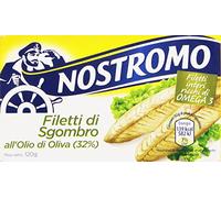 Nostromo - Filetti di Sgombro Interi all'Olio di Oliva, Ricchi di Omega 3, Lavorati a Mano e Senza Conservanti, 1 Lattina da 120 gr