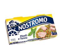 Nostromo Tonno con Piselli 150g - 2 Lattine Piatto Completo Pronto da Gustare, Apertura Facile - Pasto Veloce Ricco di Proteine, Senza Conservanti