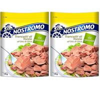 Nostromo - Trancetti di tonno all'olio di oliva, 1 busta da 1kg. Facili da aprire e pronti all'uso, già sgocciolati. (Confezione da 2)