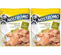 Nostromo - Trancetti di tonno all'olio di oliva, 1 busta da 300gr. Facili da aprire e pronti all'uso, già sgocciolati. (Confezione da 2)