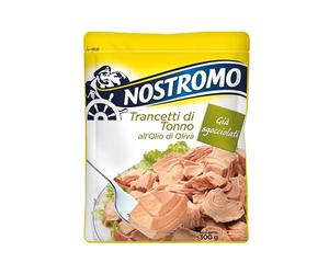Nostromo - Trancetti di tonno all'olio di oliva, 1 busta da 300gr. Facili da aprire e pronti all'uso, già sgocciolati.