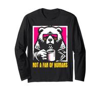 Not A Fan of Humans - Divertente Introvert Bear Coffee Lover Maglia a Manica