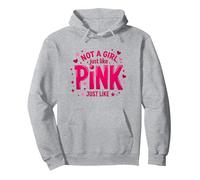 Not A Girl, Just Like Pink - Dichiarazione di Potere per Ragazzi Felpa con Cappuccio, Unisex per Adulti, Grigio Melange, XXL