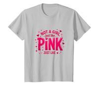 Not A Girl, Just Like Pink - Dichiarazione di Potere per Ragazzi Maglietta, Bambini, Argento, 4 Anni