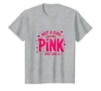 Not A Girl, Just Like Pink - Dichiarazione di Potere per Ragazzi Maglietta, Bambini, Grigio Melange, 2 Anni