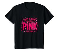 Not A Girl, Just Like Pink - Dichiarazione di Potere per Ragazzi Maglietta, Bambini, Nero, 4 Anni