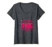Not A Girl, Just Like Pink - Dichiarazione di Potere per Ragazzi Maglietta con Collo a V, Donna, Grigio Scuro, XL
