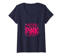 Not A Girl, Just Like Pink - Dichiarazione di Potere per Ragazzi Maglietta con Collo a V, Donna, Navy, XXL