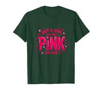 Not A Girl, Just Like Pink - Dichiarazione di Potere per Ragazzi Maglietta, Uomo, Verde Foresta, S